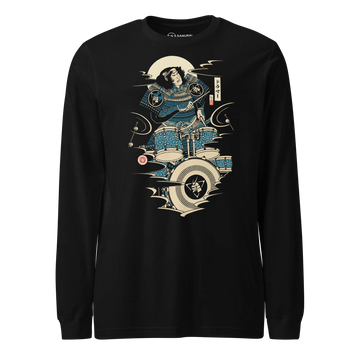 Samurai Drummer 6 Percussion Music Ukiyo-e Unisex Long Sleeve Tee