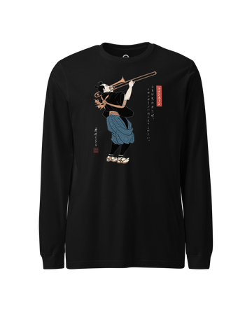 Samurai Trombone Japanese Ukiyo-e Unisex Long Sleeve Tee No.2