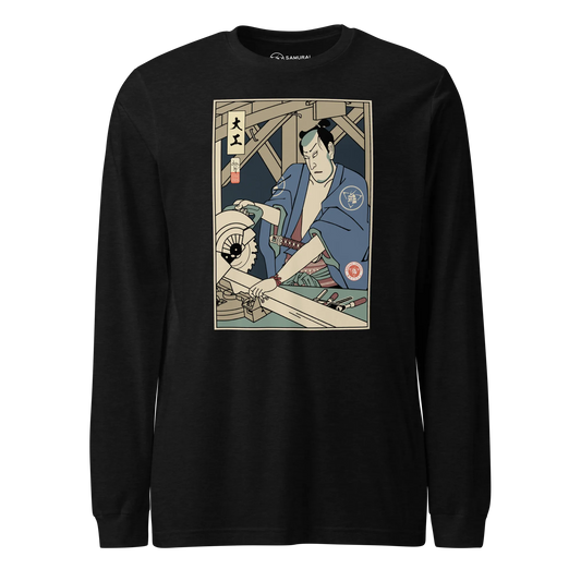 Samurai Carpenter Wood Artisan Ukiyo-e Unisex Long Sleeve Tee