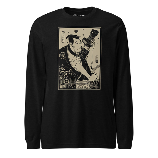 Samurai Photographer 3 Camera Ukiyo-e Unisex Long Sleeve Tee