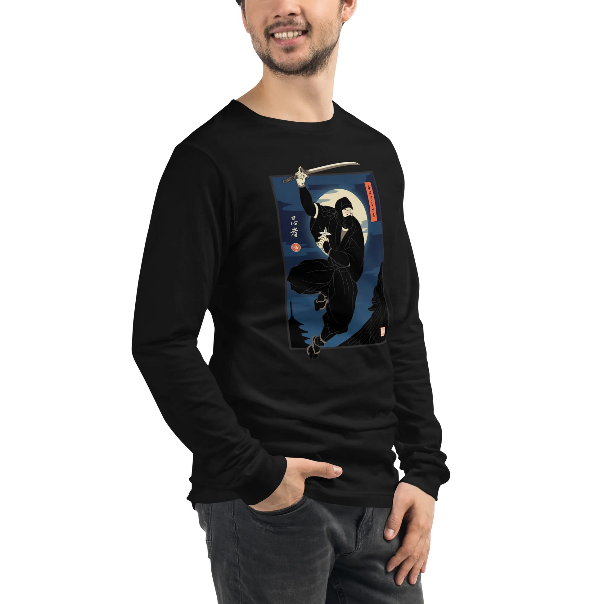 Ninja Japanese Ukiyo-e Unisex Long Sleeve Tee - Samurai Original