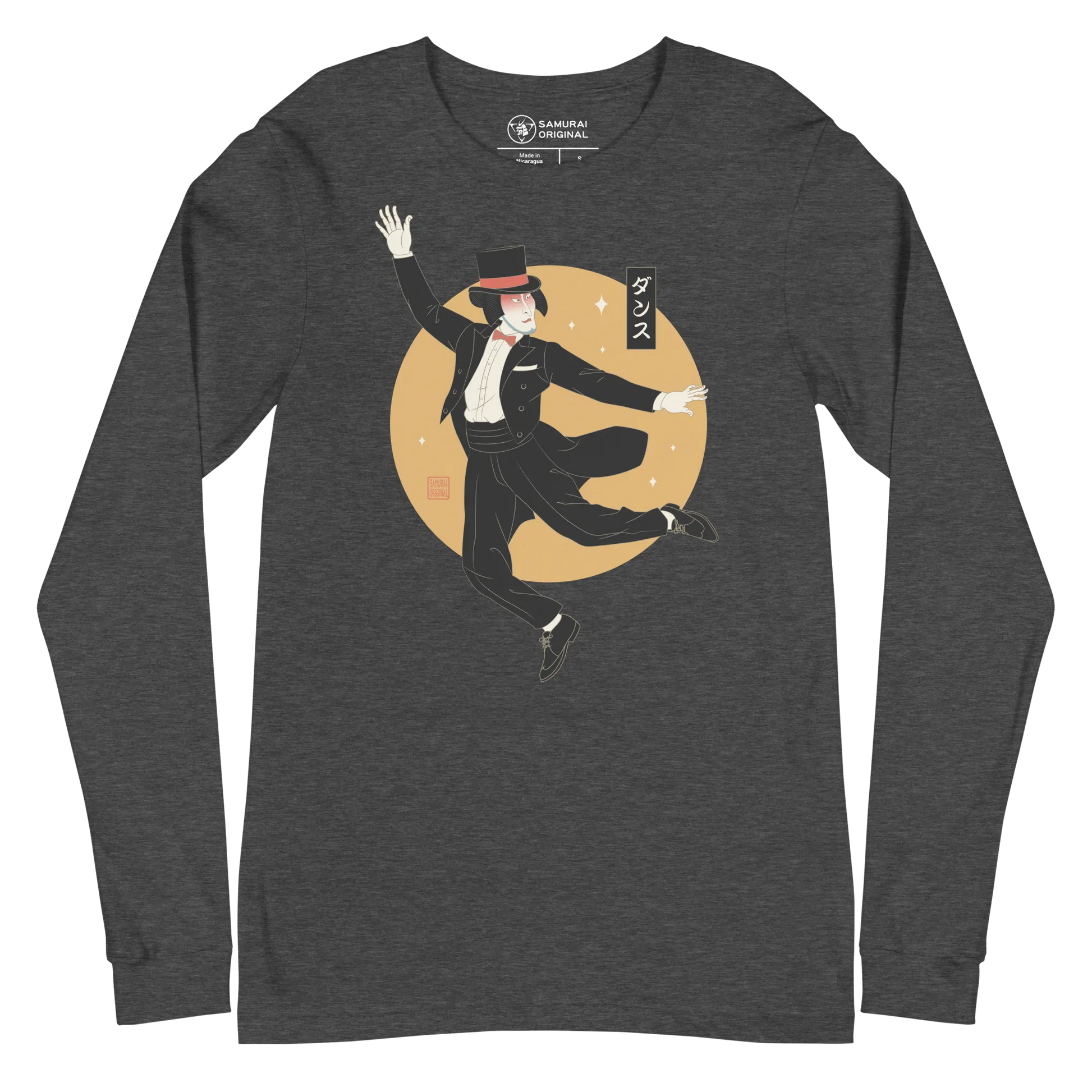 Samurai Dancing ukiyo-e Japanese Unisex Long Sleeve Tee - Samurai Original