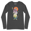 Halloween Samurai Skeleton Japanese Ukiyo-e Unisex Long Sleeve Tee - Dark Grey Heather / S