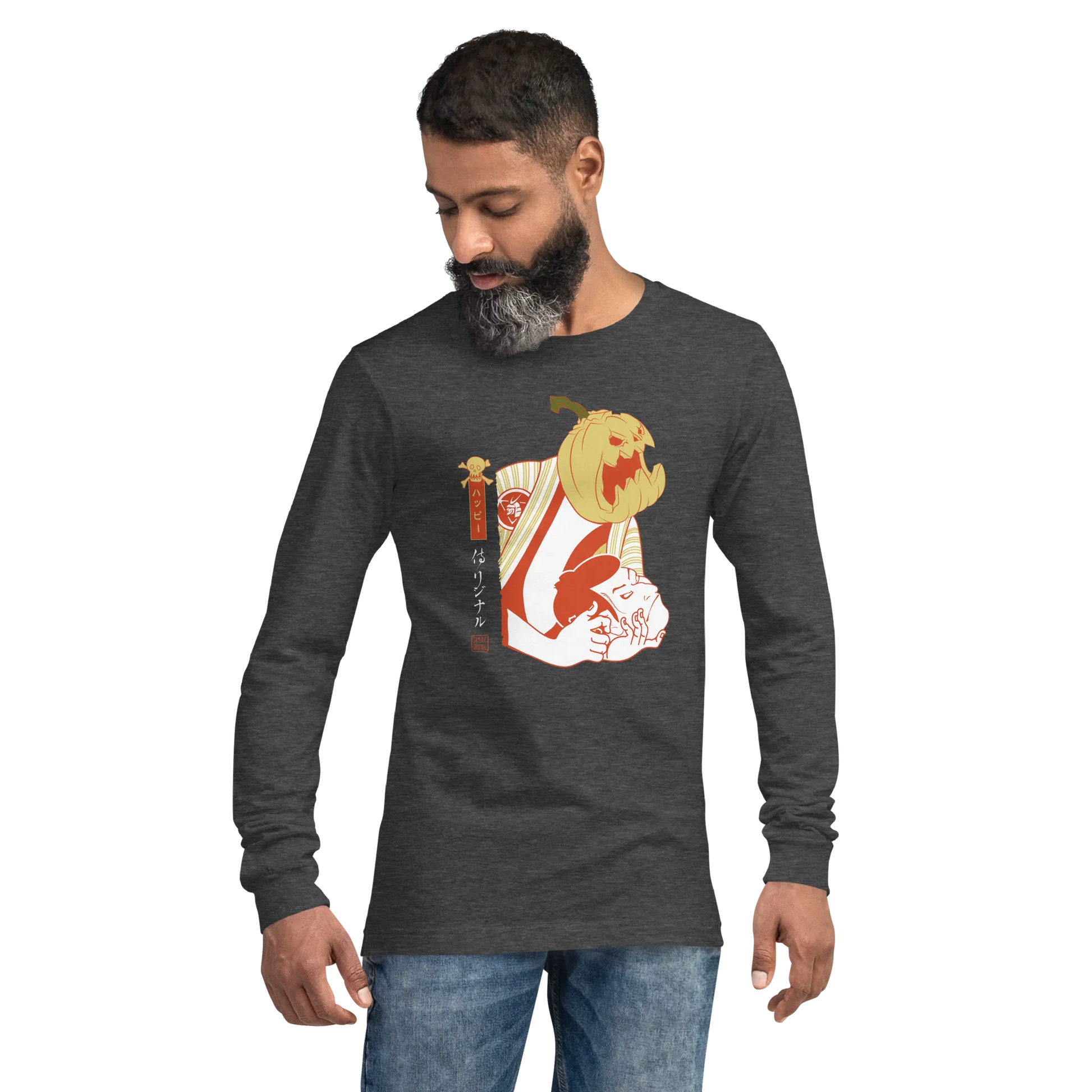 Halloween Pumpkin Japanese Ukiyo-e Unisex Long Sleeve Tee -