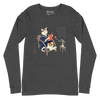 Cat Reading Book Japanese Ukiyo-e Unisex Long Sleeve Tee - Dark Grey Heather / S