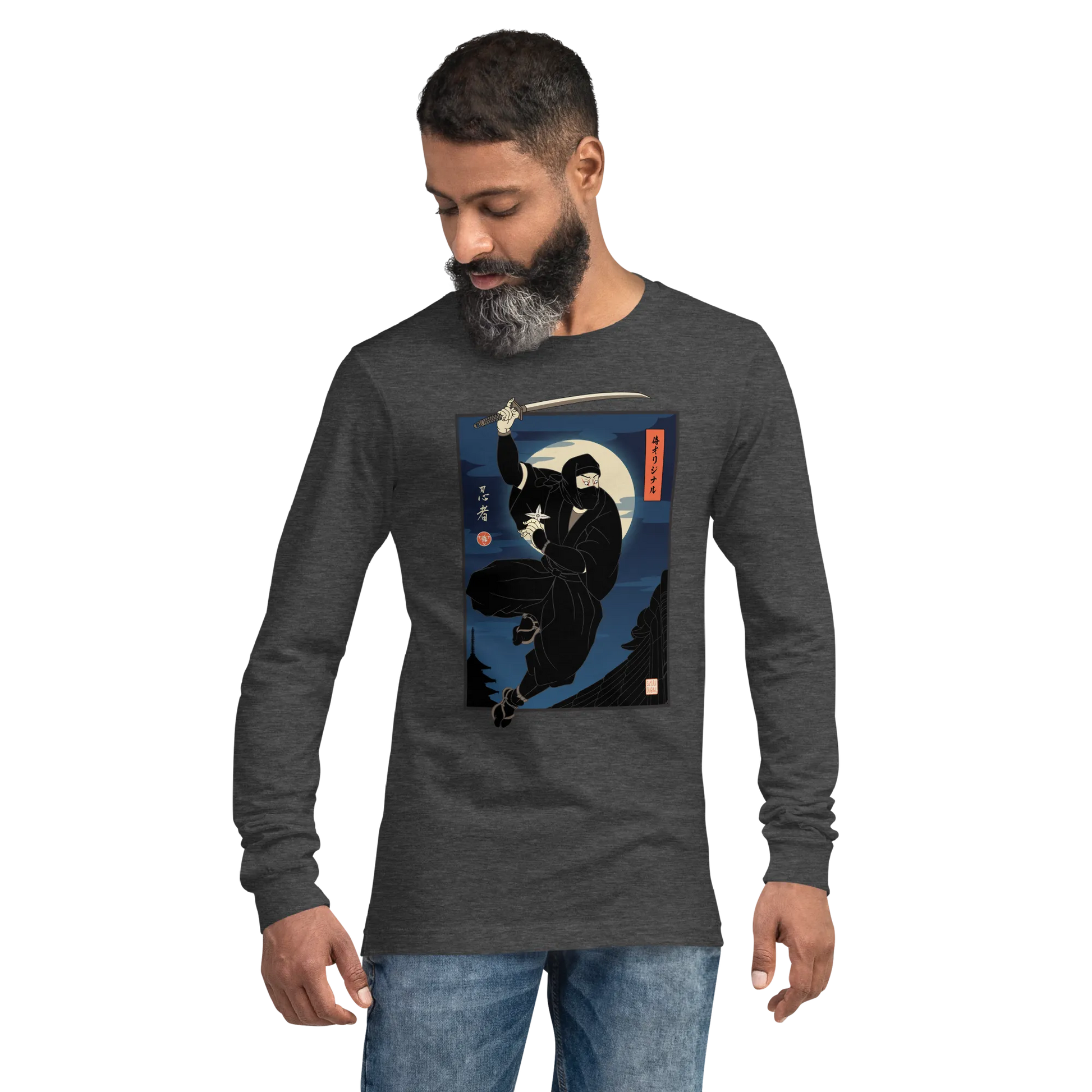 Ninja Japanese Ukiyo-e Unisex Long Sleeve Tee - Samurai Original