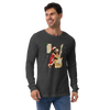 Dachshund Play Guitar Christmas Japanese Ukiyo-e Unisex Long Sleeve Tee -