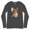 Dachshund Play Guitar Christmas Japanese Ukiyo-e Unisex Long Sleeve Tee - Dark Grey Heather / S