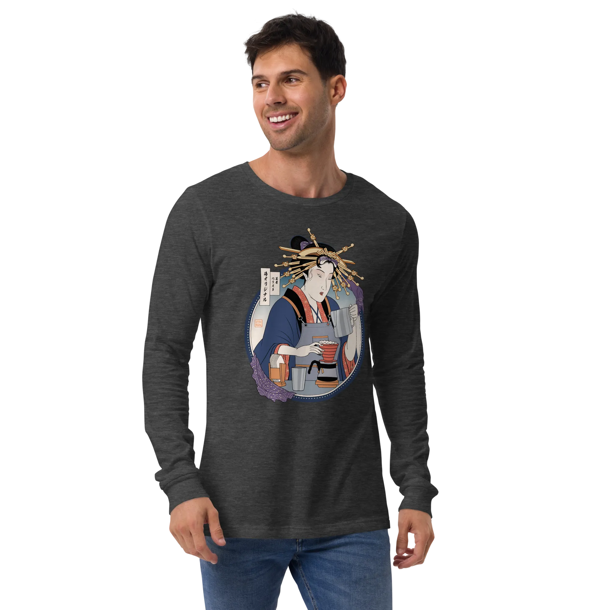 Geisha Barista Ukiyo-e Unisex Long Sleeve Tee -