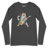 Cat Playing Guitar Japanese Ukiyo-e Unisex Long Sleeve Tee - Dark Grey Heather / S