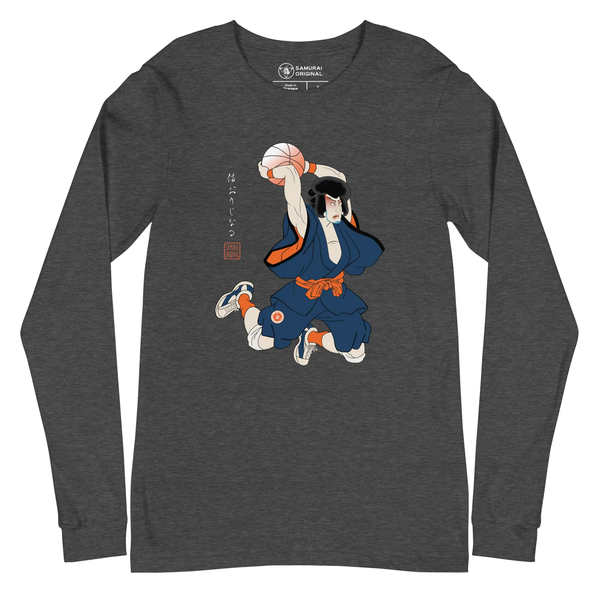 Samurai Basketball Japanese Ukiyo-e Unisex Long Sleeve Tee 5 - Samurai Original