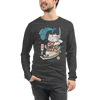 Samurai Cat Love Fish 2 Ukiyo-e Funny Unisex Long Sleeve Tee