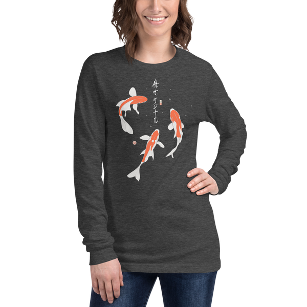 Koi Fish Japanese Ukiyo-e Unisex Long Sleeve Tee 2