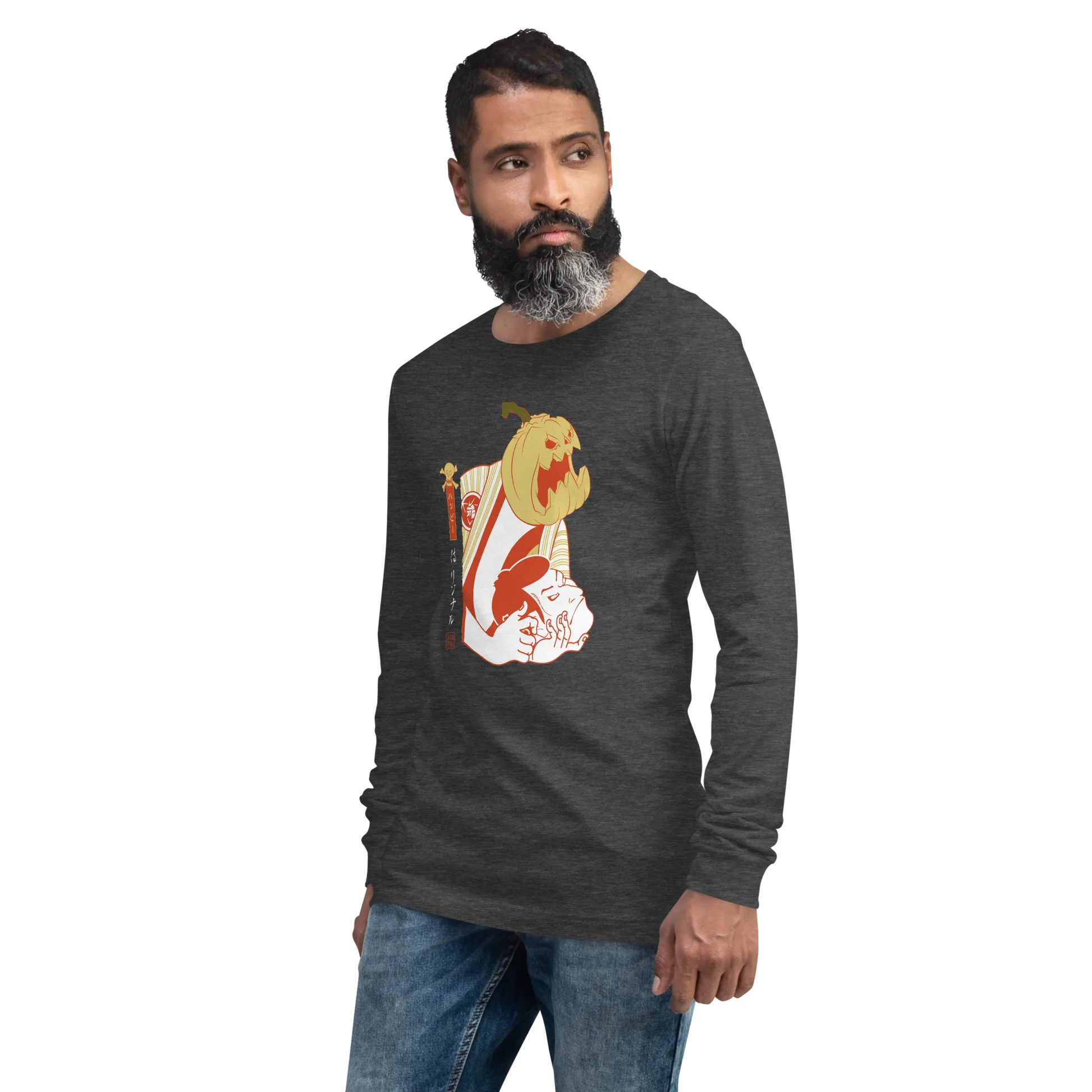 Halloween Pumpkin Japanese Ukiyo-e Unisex Long Sleeve Tee -