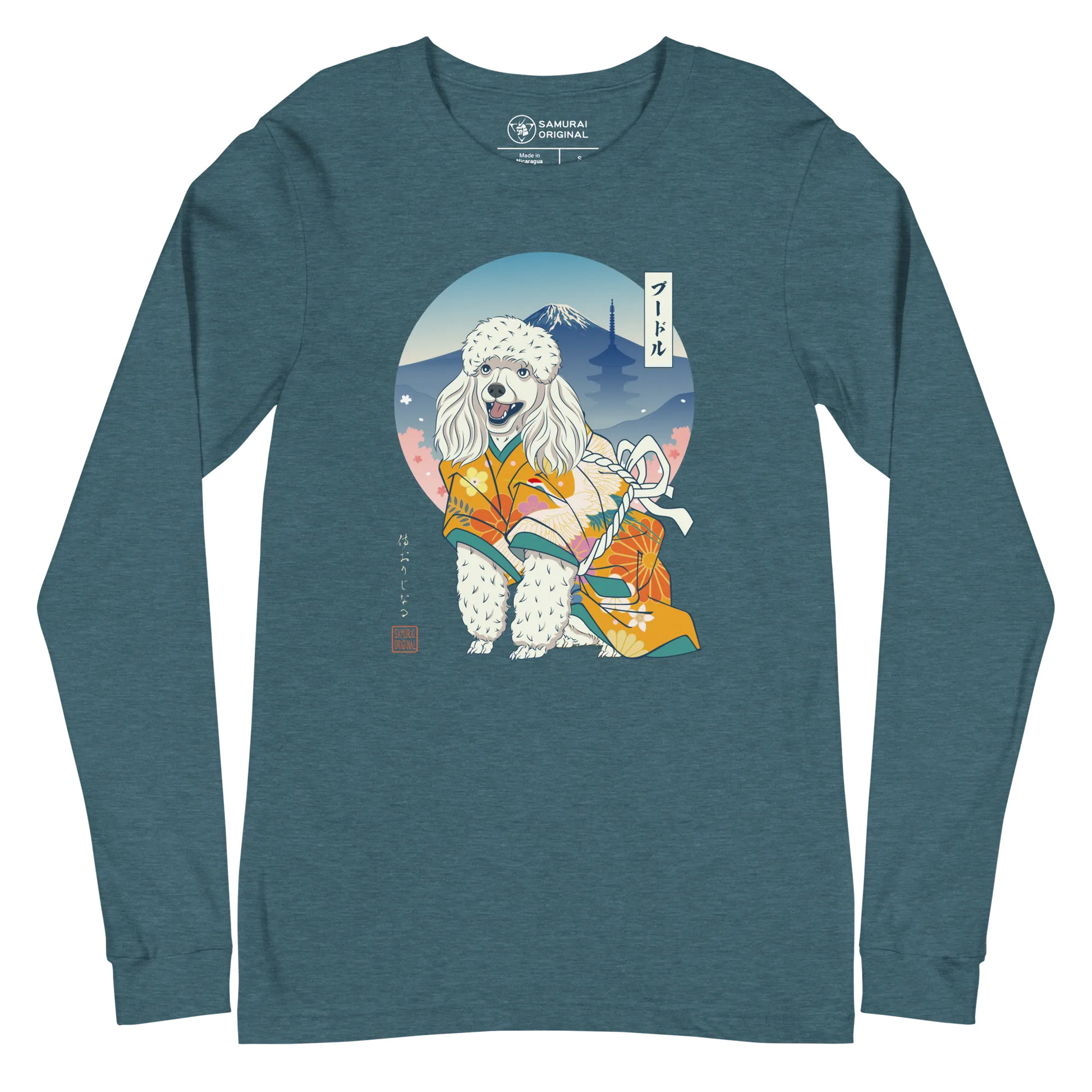 Poodle Dog Japanese Ukiyo-e Unisex Long Sleeve Tee - Samurai Original