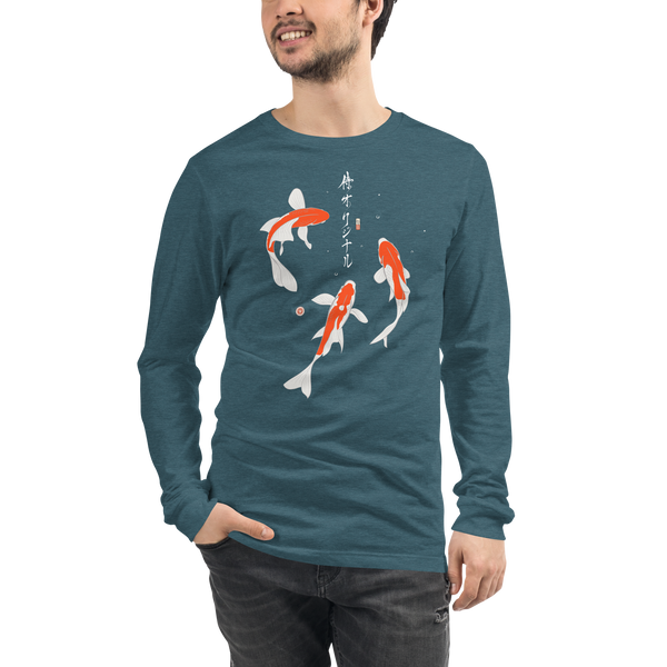 Koi Fish Japanese Ukiyo-e Unisex Long Sleeve Tee 2