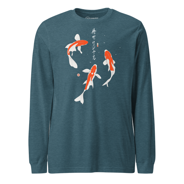 Koi Fish Japanese Ukiyo-e Unisex Long Sleeve Tee 2