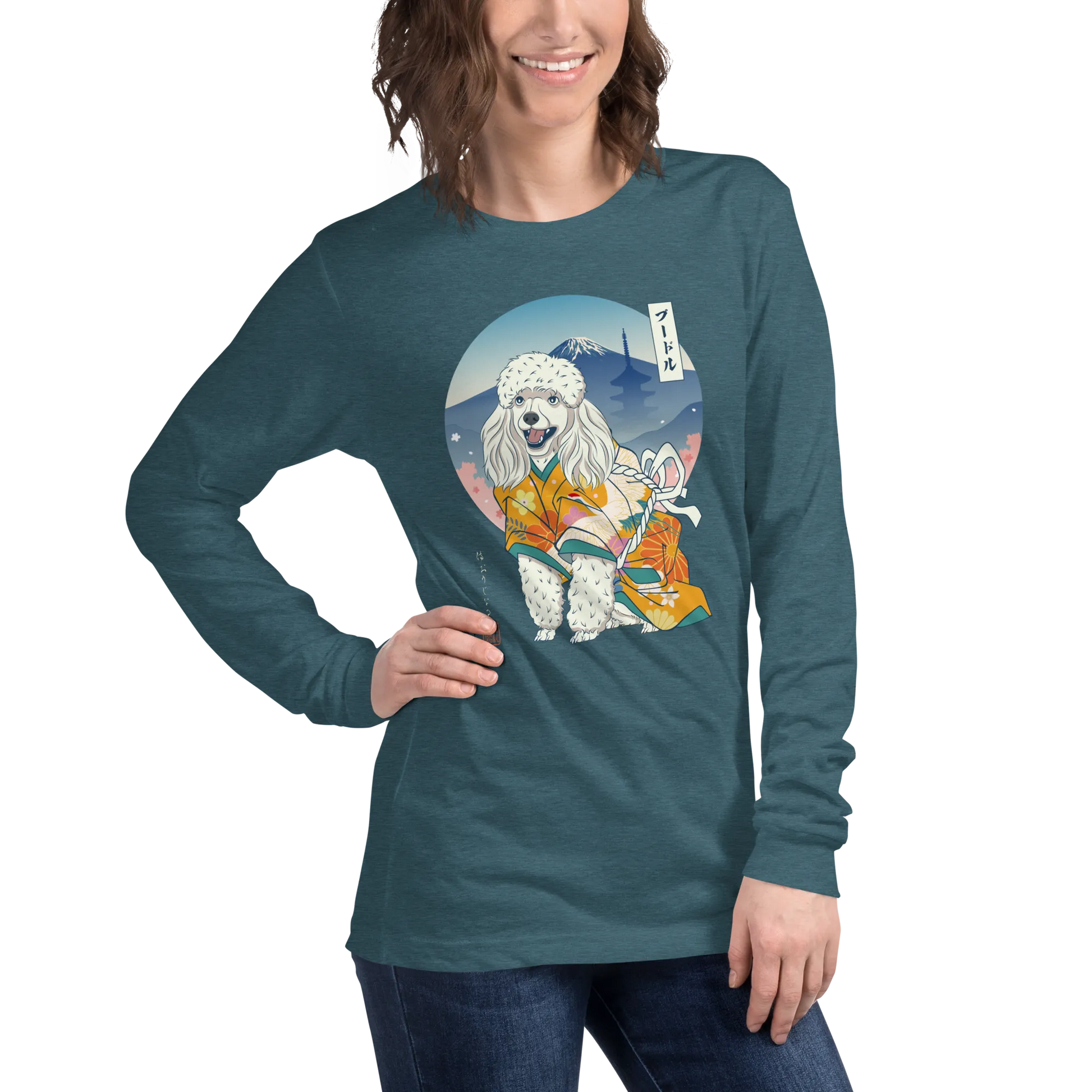 Poodle Dog Japanese Ukiyo-e Unisex Long Sleeve Tee - Samurai Original