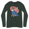 Boston Terrier Funny Dog Japanese Ukiyo-e Unisex Long Sleeve Tee 2 - Heather Forest / S