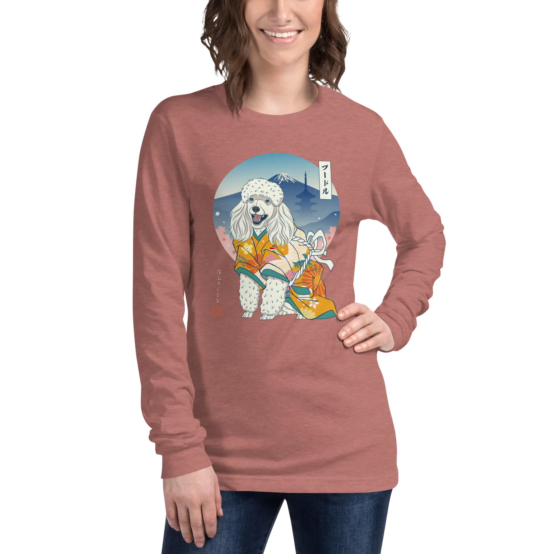 Poodle Dog Japanese Ukiyo-e Unisex Long Sleeve Tee - Samurai Original