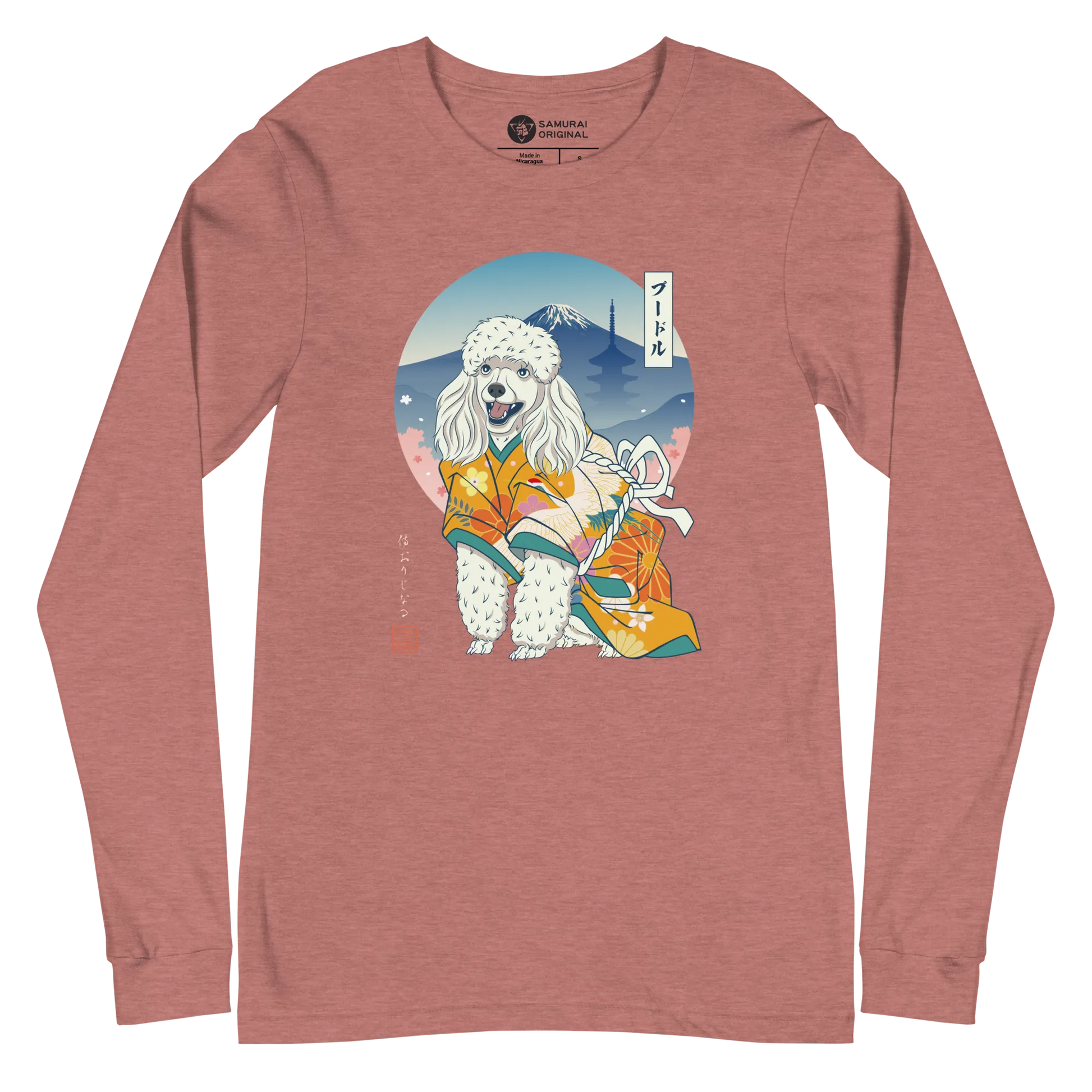 Poodle Dog Japanese Ukiyo-e Unisex Long Sleeve Tee - Samurai Original