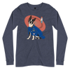 Boston Terrier Funny Dog Japanese Ukiyo-e Unisex Long Sleeve Tee 2 - Heather Navy / S