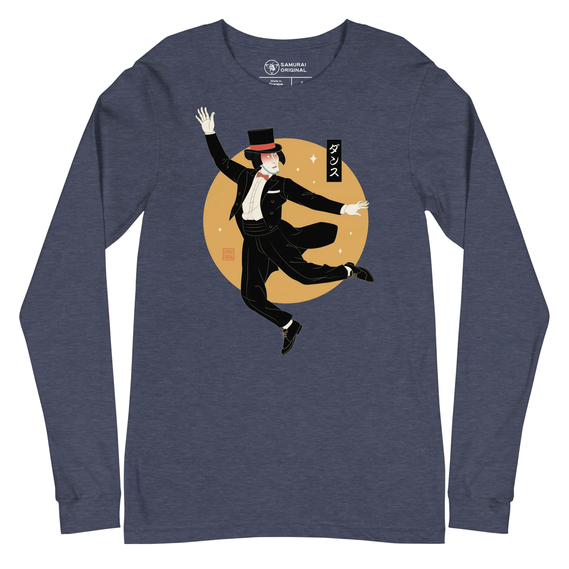 Samurai Dancing ukiyo-e Japanese Unisex Long Sleeve Tee - Samurai Original