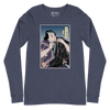 Samurai Harmonica Player Music Ukiyo-e Unisex Long Sleeve Tee - Heather Navy / S