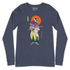 Halloween Samurai Skeleton Japanese Ukiyo-e Unisex Long Sleeve Tee - Heather Navy / S