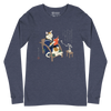 Cat Reading Book Japanese Ukiyo-e Unisex Long Sleeve Tee - Heather Navy / S