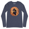 Halloween Skeleton Play Guitar Japanese Ukiyo-e Unisex Long Sleeve Tee - Heather Navy / S