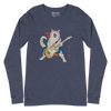 Cat Playing Guitar Japanese Ukiyo-e Unisex Long Sleeve Tee - Heather Navy / S