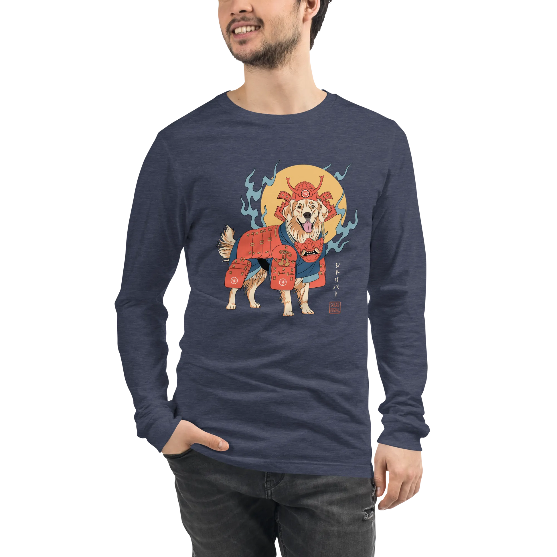 Golden Retriever Japanese Ukiyo-e Unisex Long Sleeve Tee -