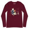 Cat Reading Book Japanese Ukiyo-e Unisex Long Sleeve Tee - Maroon / S