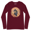 Halloween Skeleton Play Guitar Japanese Ukiyo-e Unisex Long Sleeve Tee - Maroon / S