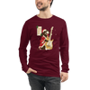 Dachshund Play Guitar Christmas Japanese Ukiyo-e Unisex Long Sleeve Tee -