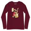 Dachshund Play Guitar Christmas Japanese Ukiyo-e Unisex Long Sleeve Tee - Maroon / S