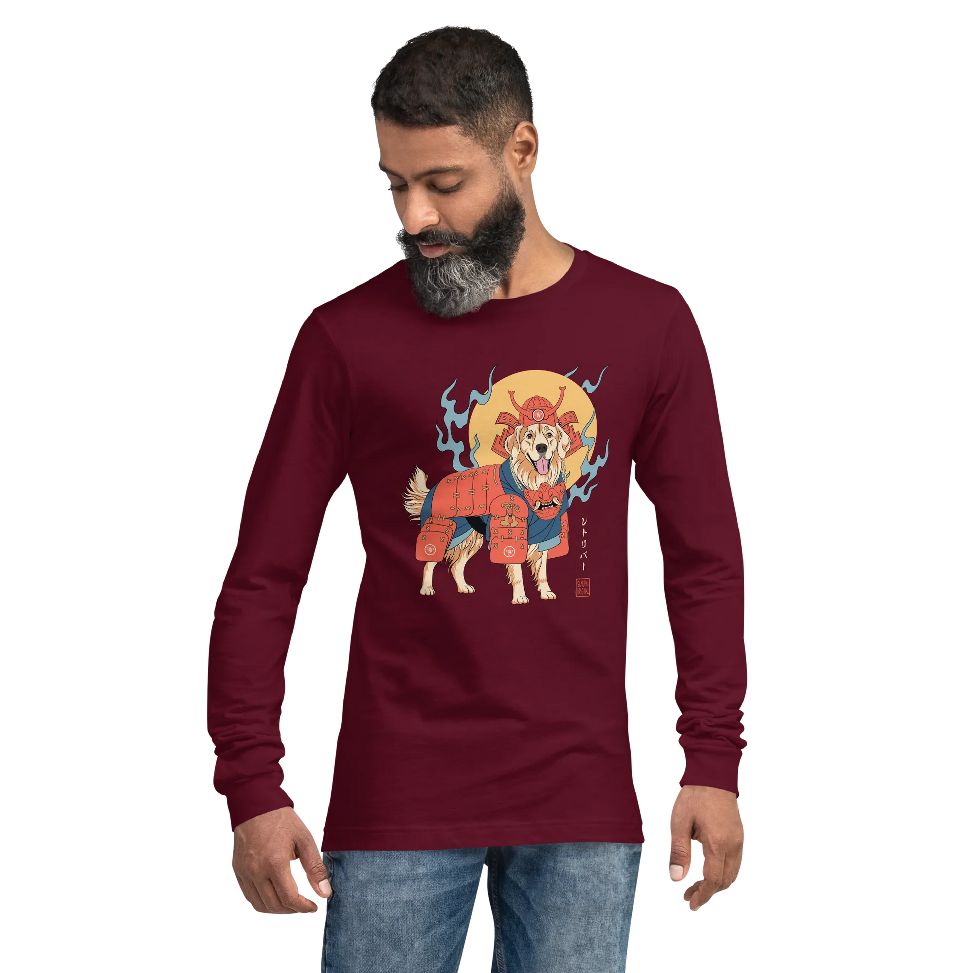 Golden Retriever Japanese Ukiyo-e Unisex Long Sleeve Tee -