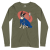 Boston Terrier Funny Dog Japanese Ukiyo-e Unisex Long Sleeve Tee 2 - Military Green / S