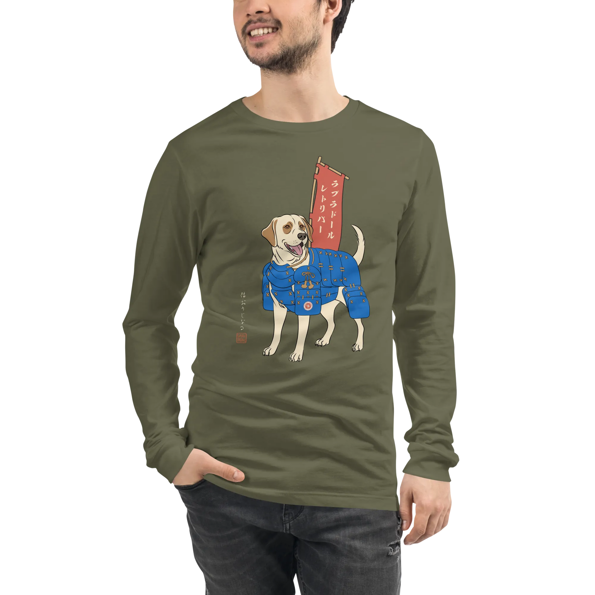 Labrador Retriever Japanese Ukiyo-e Unisex Long Sleeve Tee - Samurai Original