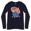 Boston Terrier Funny Dog Japanese Ukiyo-e Unisex Long Sleeve Tee 2 - Navy / S