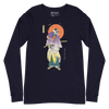 Halloween Samurai Skeleton Japanese Ukiyo-e Unisex Long Sleeve Tee - Navy / S