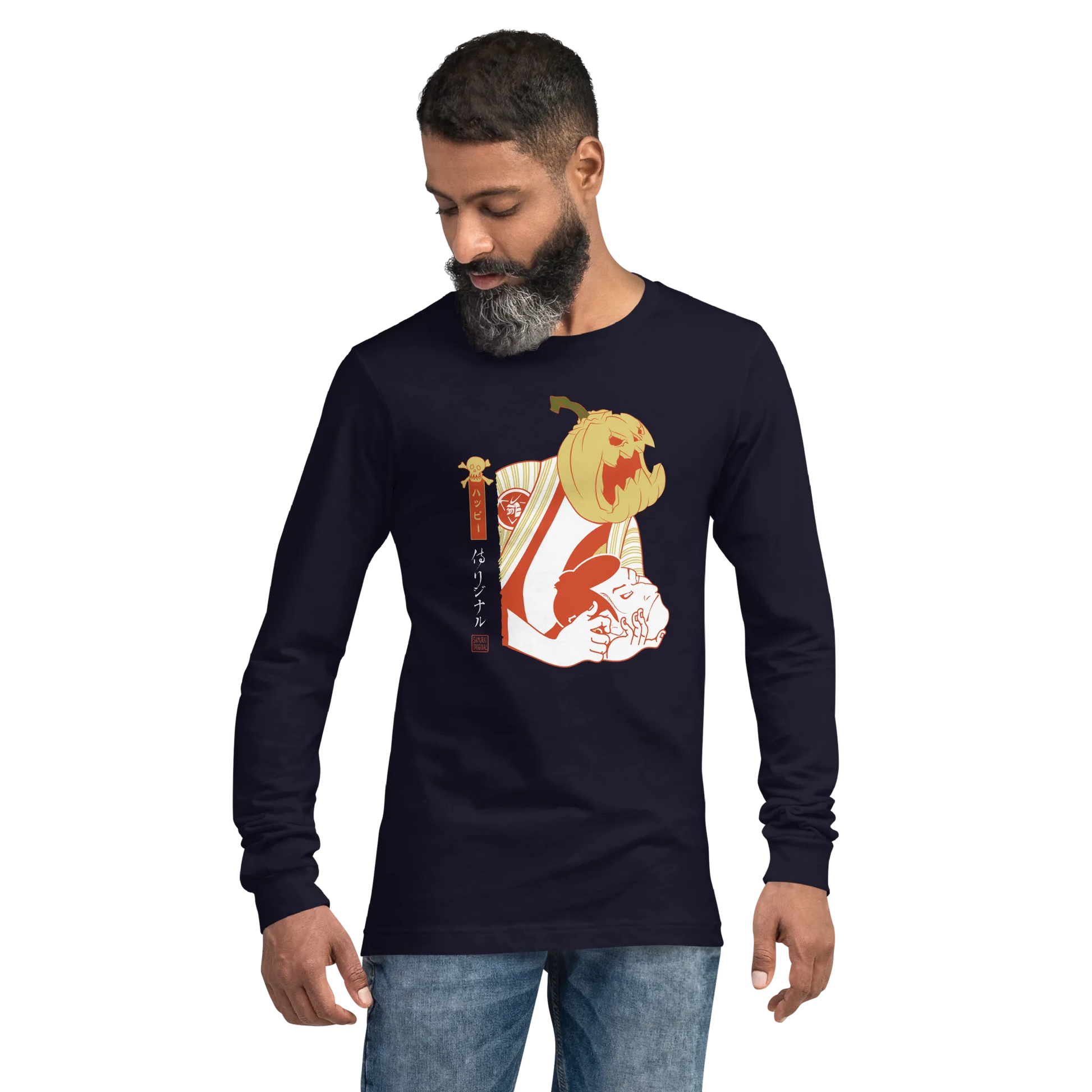 Halloween Pumpkin Japanese Ukiyo-e Unisex Long Sleeve Tee -