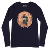 Halloween Skeleton Play Guitar Japanese Ukiyo-e Unisex Long Sleeve Tee - Navy / S