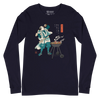 Samurai Beer and BBQ Japanese Ukiyo-e Unisex Long Sleeve Tee - Navy / S