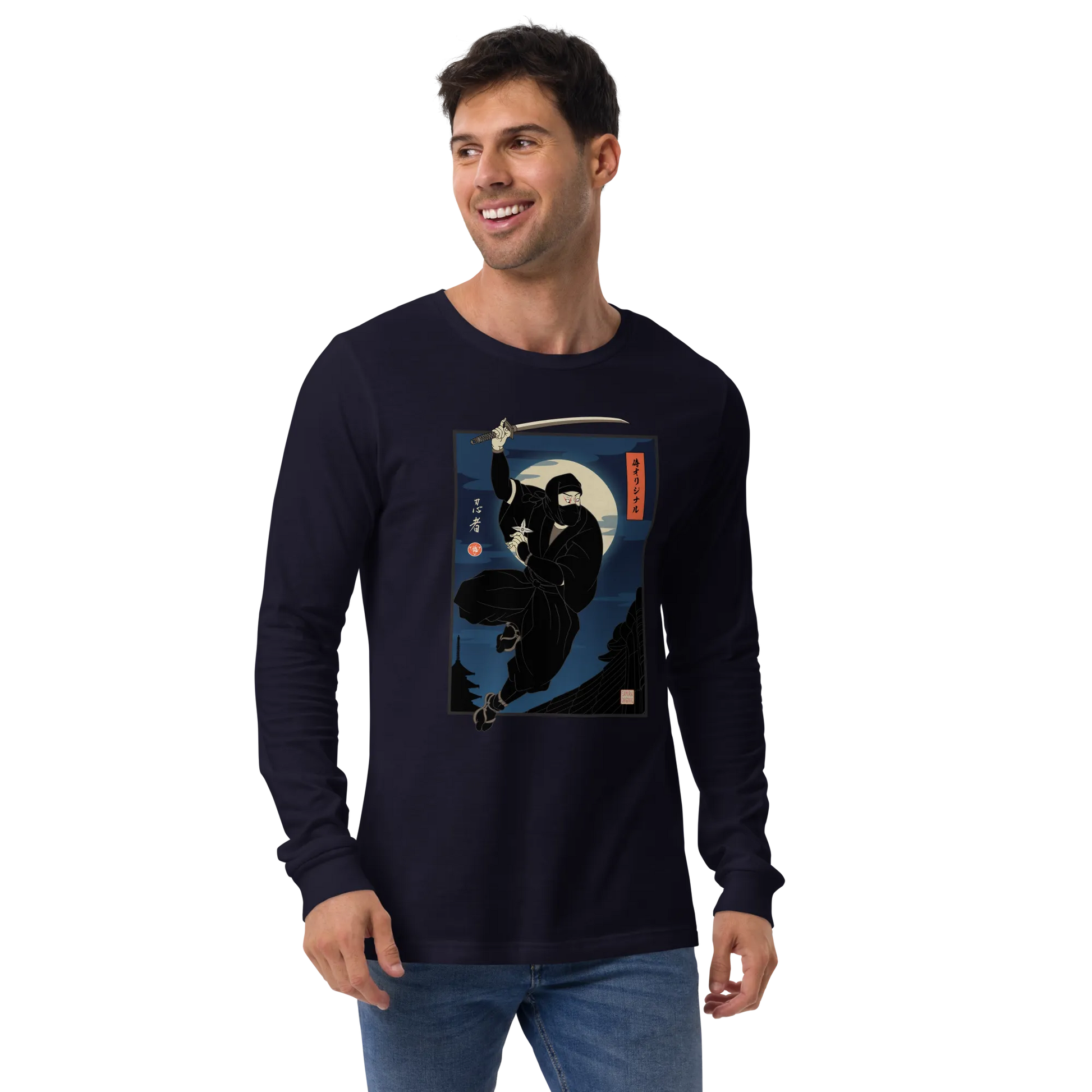 Ninja Japanese Ukiyo-e Unisex Long Sleeve Tee - Samurai Original