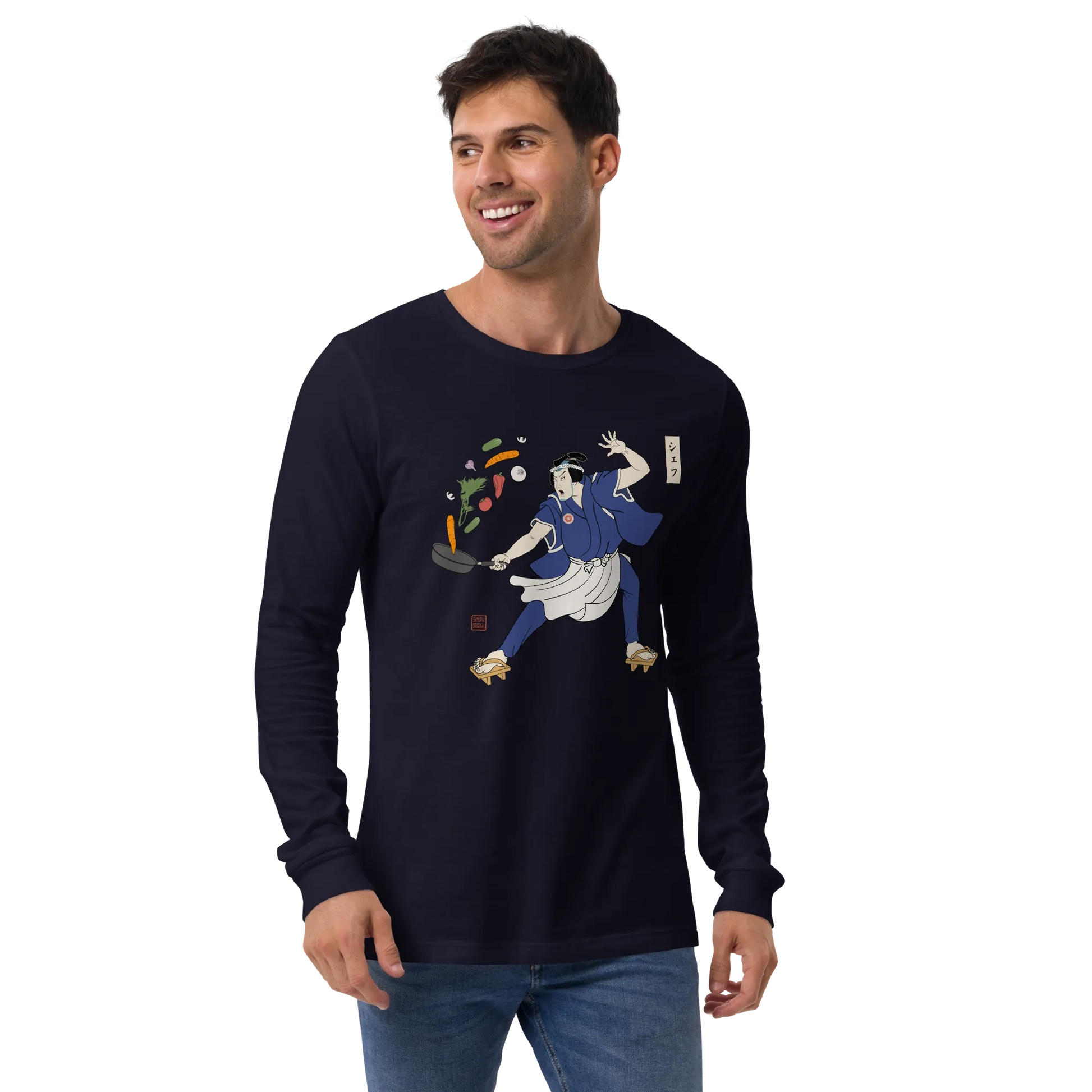 Samurai Chef Japanese Ukiyo-e Unisex Long Sleeve Tee - Samurai Original