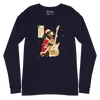 Dachshund Play Guitar Christmas Japanese Ukiyo-e Unisex Long Sleeve Tee - Navy / S