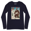 Samurai Hunts Sasquatch Japanese Ukiyo-e Unisex Long Sleeve Tee - Navy / S