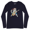 Cat Playing Guitar Japanese Ukiyo-e Unisex Long Sleeve Tee - Navy / S